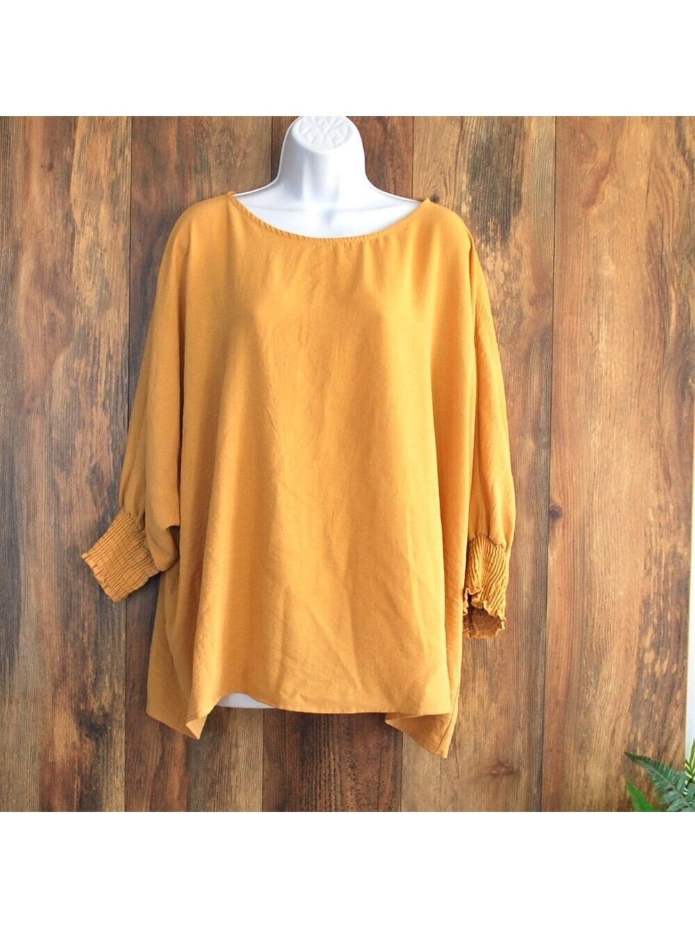Urban Daizy Women's Oversized 3/4 Sleeve Blouse L